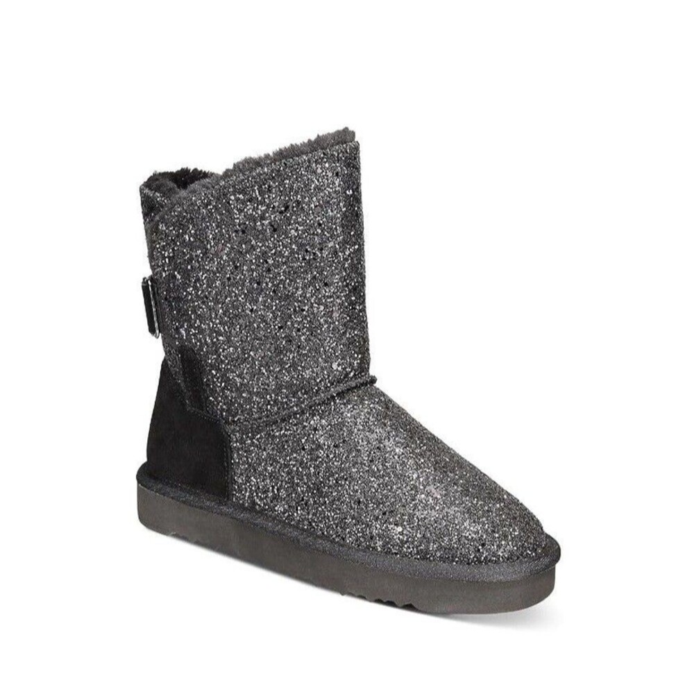 Style & Co. Womens 5 M Black Sparkle Faux Fur Lined Mid Calf Boots NIB ZN2